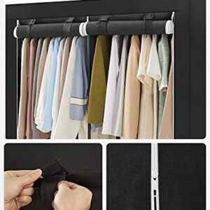 SONGMICS Portable Closet, Wardrobe Closet Organizer with Cover, 3 Hanging Rods and Shelves, 4 Side Pockets, 51.2 x 17.7 x 65.7 Inches, Large Capacity for Bedroom, Living Room, Black URYG092B02