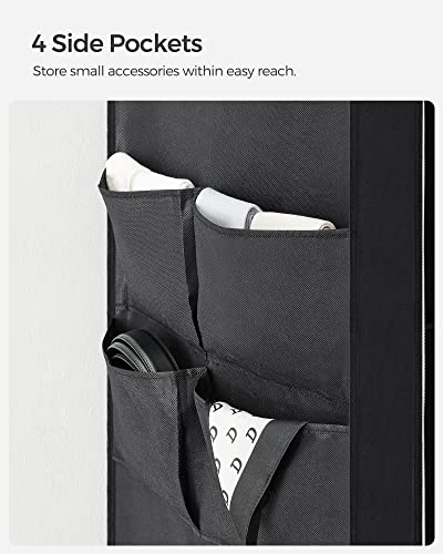 SONGMICS Portable Closet, Wardrobe Closet Organizer with Cover, 3 Hanging Rods and Shelves, 4 Side Pockets, 51.2 x 17.7 x 65.7 Inches, Large Capacity for Bedroom, Living Room, Black URYG092B02