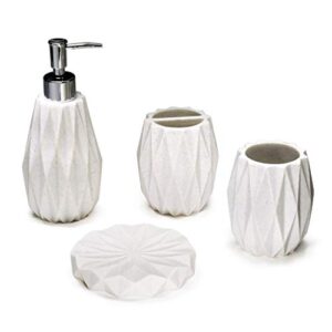 kralix bathroom accessories set, 4 pcs resin gift decor set toothbrush holder, soap dispenser, toothbrush cup, soap dish, tumbler straw set bathroom