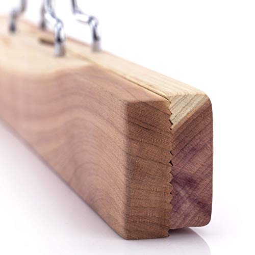 HANGERWORLD Pack of 10 Skirt and Pants Hangers with Clamp Clips, 10.6inch American Cedar Wood Hanger