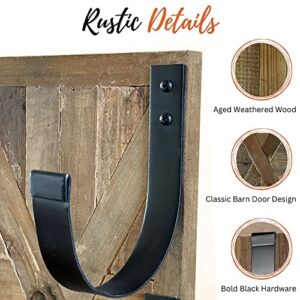 Autumn Alley Rustic Farmhouse Towel Rack for Rolled Towels – Stunning Barn Wood Farmhouse Bathroom Decor for Wall – Expertly Inlaid Wood with Matte Black Bar for Rustic Bathroom Decor