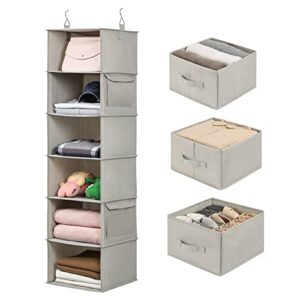 vailando 6-shelf hanging closet organizer, hanging shelves for closet with 2 large drawer&1 drawer w/compartment, 12'' x 12'' x 48.8'', baby organizer for nursery