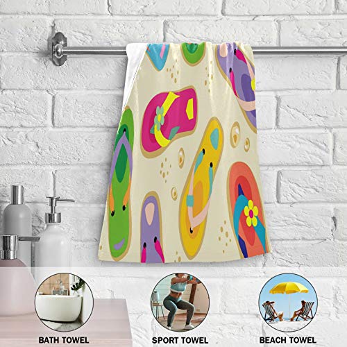 Hand Towel 2pack Summer Flip Flop Beach 28x14.5 inch Ultra Soft Highly Absorbent Bath Towel Kitchen Dish Gift Guest Towel Home Bathroom Decor