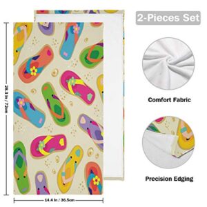 Hand Towel 2pack Summer Flip Flop Beach 28x14.5 inch Ultra Soft Highly Absorbent Bath Towel Kitchen Dish Gift Guest Towel Home Bathroom Decor