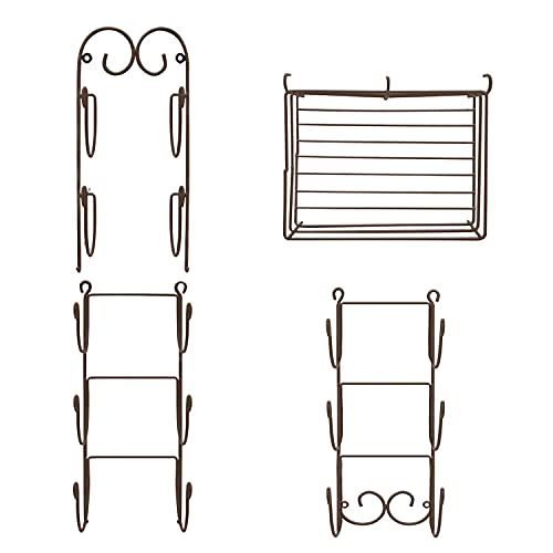 Wall Mount Metal Wire Towel Storage Shelf Organizer Rack Holder with 9 Compartments, Shelves for Bathroom Towels Towel Rack Holder Wall Mount Towel Holder Towel Rack Towel Rack Organizer Brown