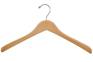 nahanco 2117ch extra thick concave wood jacket hanger, 17", natural lacquered (pack of 40)