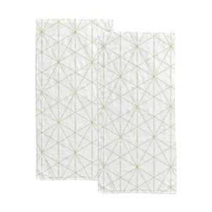 2 piece hands towels for bathroom and hotel with golden lines pattern,single-sided pattern soft towel set highly absorbent fingertip towels