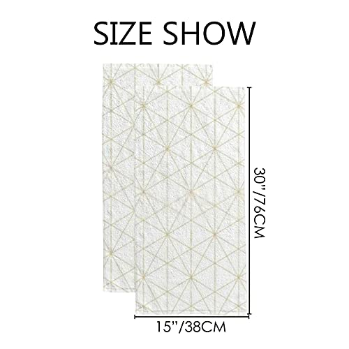 2 Piece Hands Towels for Bathroom and Hotel with Golden Lines Pattern,Single-Sided Pattern Soft Towel Set Highly Absorbent Fingertip Towels