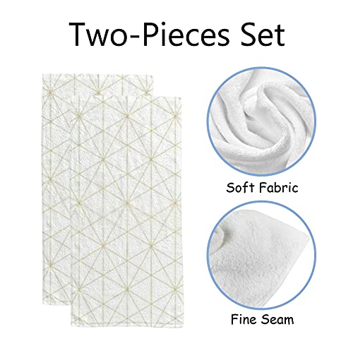 2 Piece Hands Towels for Bathroom and Hotel with Golden Lines Pattern,Single-Sided Pattern Soft Towel Set Highly Absorbent Fingertip Towels