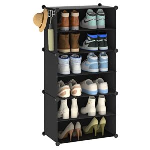 jianqu 6 tiers 12 pairs shoe rack bigger shoe cube storage shoe organizer black