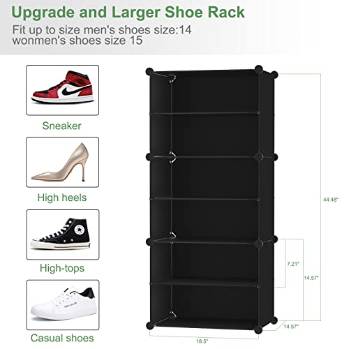 JIANQU 6 tiers 12 Pairs Shoe Rack bigger shoe cube Storage shoe Organizer black