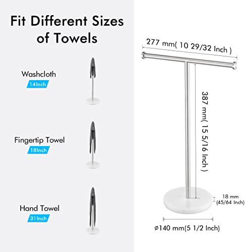 KES Hand Towel Stand Marble Base, Countertop Towel Stand 16.5" Height, T-Shape Hand Towel Rack Stand for Bathroom, Towel Holder Weighted Base SUS304 Stainless Steel Brushed Finish, BTH205S14B-2