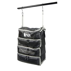 pack gear suitcase organizer | pack more in your large or carry on luggage | unpack instantly with these compression packing cubes for suitcases | hanging shelf organizer for closet (black) (medium)
