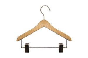 nahanco mini8rc12 deluxe flat wooden pet, doll clothes, accessory, jewelry hanger with chrome hook ball end with clips, 8", natural (pack of 12)
