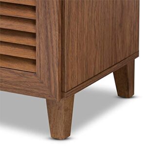 Baxton Studio Coolidge Wood 5-Shelf and Drawer Shoe Cabinet in Walnut Brown