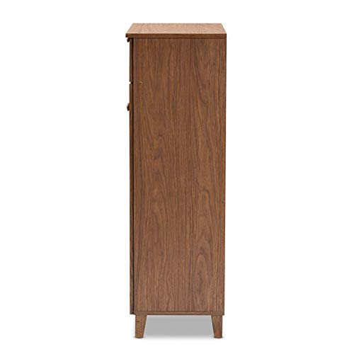 Baxton Studio Coolidge Wood 5-Shelf and Drawer Shoe Cabinet in Walnut Brown