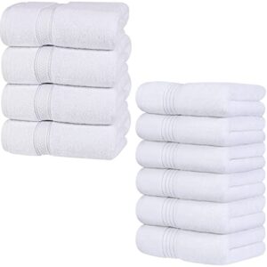 utopia towels premium bundle - cotton bath towels, white, (27 x 54 inches), pack of 4 with cotton hand towels white (16x28 inches), pack of 6