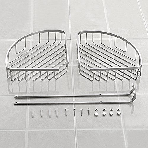 SUS 304 Stainless Steel Shower Caddy Basket Bathroom Corner 2-Tier Large Triangular Shower Basket Wall Mount Polished