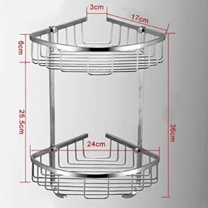 SUS 304 Stainless Steel Shower Caddy Basket Bathroom Corner 2-Tier Large Triangular Shower Basket Wall Mount Polished