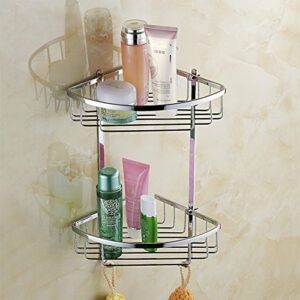 SUS 304 Stainless Steel Shower Caddy Basket Bathroom Corner 2-Tier Large Triangular Shower Basket Wall Mount Polished