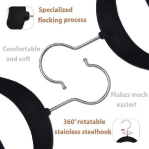 Black Velvet Hangers,Closet Hangers for Clothes,Non-Slip Hangers Pack of 10,Multi-Purpose Hangers,Silver Hanger Hooks spacesaver