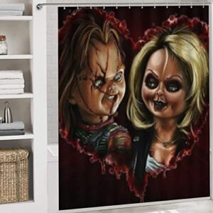 Woodyotime Bride-of-Chucky Shower Curtain Sets 4 Piece Bathroom Set Shower Curtain Non-Slip Rugs Toilet Lid Cover Bath Mat Bathroom Decor