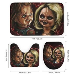 Woodyotime Bride-of-Chucky Shower Curtain Sets 4 Piece Bathroom Set Shower Curtain Non-Slip Rugs Toilet Lid Cover Bath Mat Bathroom Decor