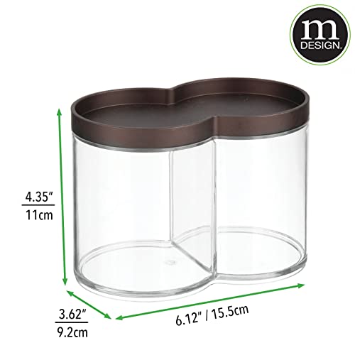 mDesign Plastic Canister Jar Organizer Set with Storage Lid - Home Decor Holder for Bathroom/Restroom Vanity Countertop, Cabinet - Holds Cotton Balls, Soap - Lumiere Collection - Clear/Bronze