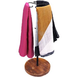 mygift 24-inch metal scarf rack stand organizer with adjustable height and wood base, countertop hand towel rack