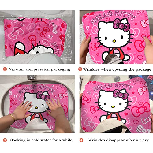 Cat Bathroom Accessories Cartoon Bathroom Decor Kitty Bathroom Set Include 1 Kitty Shower Curtains 1 Kawaii Bath Mat 1 O-Shaped lid Cover