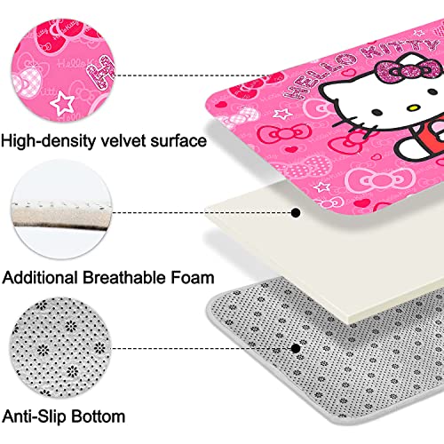 Cat Bathroom Accessories Cartoon Bathroom Decor Kitty Bathroom Set Include 1 Kitty Shower Curtains 1 Kawaii Bath Mat 1 O-Shaped lid Cover