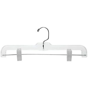 nahanco 600pc plastic skirt/slack hangers, heavy weight with plastic clips, 14", clear (pack of 100)