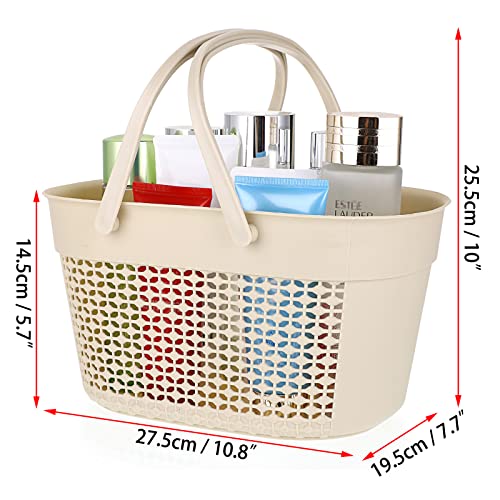 JUXYES Pack of 3 Portable Shower Caddy Basket With Handle, Plastic Shower Caddy Tote for Bathroom College Dorm, Colorful Storage Basket Bin Organizer Shower Tote For Shampoo Conditioner Cosmetics
