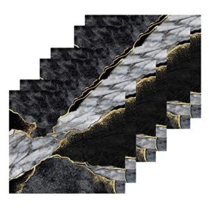 alaza wash cloth set abstract black grey gold marble - pack of 6, cotton face cloths, highly absorbent and soft feel fingertip towels(238ri1a)