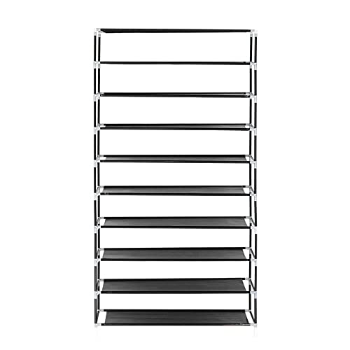 Maximize Closet Space with the 10-Tier Shoe Rack - Dustproof Cover Black - Fits up to 50 Pairs - Ideal Shoe Storage Solution for Organizing Your Closet and Wardrobe