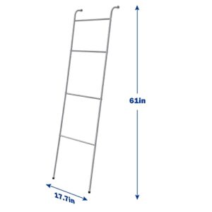 OUSHENG Towel Rack Blanket Ladder 4 Bar Wall Leaning Decorative Free Standing Towel Storage Holder Organizer for Bathroom Living Room, Silver