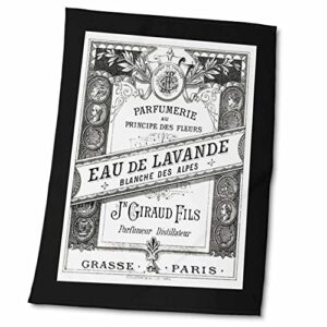 3drose - florene french vintage - image o vintage f paris perfume label in black and white - towels (twl-223065-2)