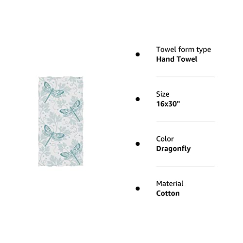 Naanle Beautiful Fresh Dragonfly and Parsley Floral Pattern Soft Highly Absorbent Large Decorative Hand Towels Multipurpose for Bathroom, Hotel, Gym and Spa (16 x 30 Inches)