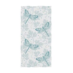 naanle beautiful fresh dragonfly and parsley floral pattern soft highly absorbent large decorative hand towels multipurpose for bathroom, hotel, gym and spa (16 x 30 inches)