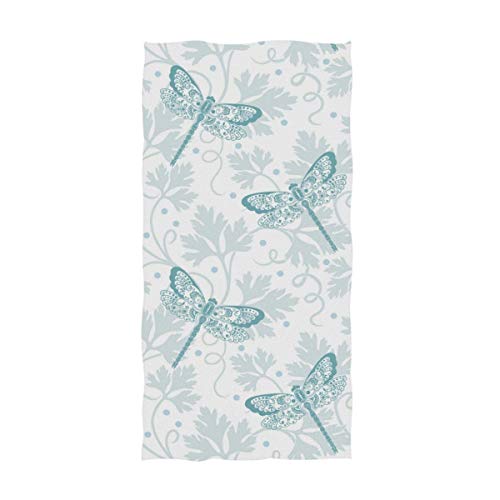 Naanle Beautiful Fresh Dragonfly and Parsley Floral Pattern Soft Highly Absorbent Large Decorative Hand Towels Multipurpose for Bathroom, Hotel, Gym and Spa (16 x 30 Inches)