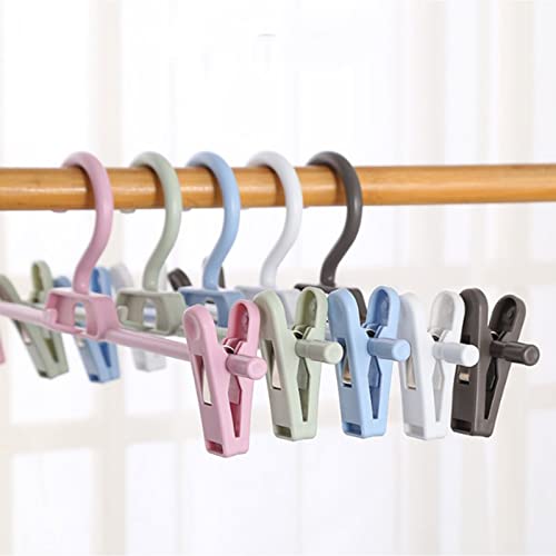 Pants Hangers, 10PCS Adjustable Clothes Hangers with Clips, Portable Drying Rack Travel Plastic Non-Slip Space Saving Shirt Clothes Hangers (Blue)