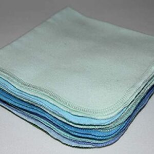 1 Ply 12x12 Inches Set of 10 Solid Flannel Paperless Towels Blues and Greens