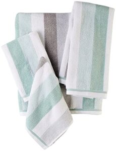 caro home dana stripe towel collection finger tip grey/green/white