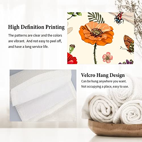 Hotbar Kitchen Towels with Hanging Loop Closure, 18.9"x12.6" Absorbent Soft Hanging Kitchen Towels, Thick Dish Cloth Decorative Hand Towels for Bathroom Kitchen(Flower1,2 Pcs)