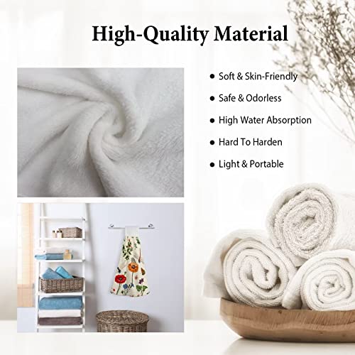 Hotbar Kitchen Towels with Hanging Loop Closure, 18.9"x12.6" Absorbent Soft Hanging Kitchen Towels, Thick Dish Cloth Decorative Hand Towels for Bathroom Kitchen(Flower1,2 Pcs)