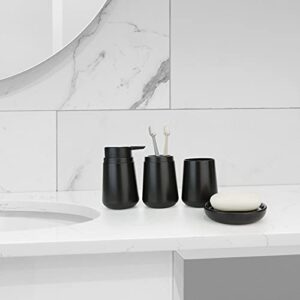 IMAVO Bathroom Accessories Set,Soap Lotion Dispenser,Soap Dish,Toothbrush Holder,Toothbrush Cup Tumbler,Gift Set Bathroom Accessories Sets Complete,4 Piece Black