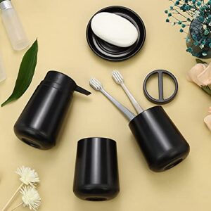 IMAVO Bathroom Accessories Set,Soap Lotion Dispenser,Soap Dish,Toothbrush Holder,Toothbrush Cup Tumbler,Gift Set Bathroom Accessories Sets Complete,4 Piece Black