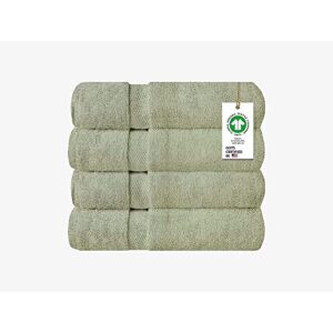 a1 home collections 100% organic cotton hand towels 700 gsm plush feather touch quick dry towel, pack of 4 gots certified, oeko-tex green towel 20''x30'' (green tint) (a1hcbtset)