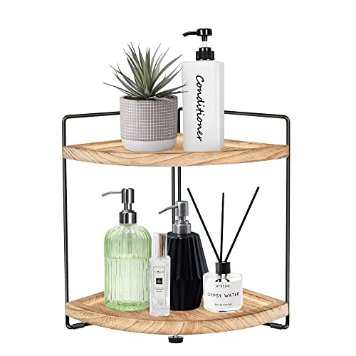 2-Tier Corner Storage Shelf for Bathroom Counter Organizer, Bathroom Trays for Counter Vanity Organizer