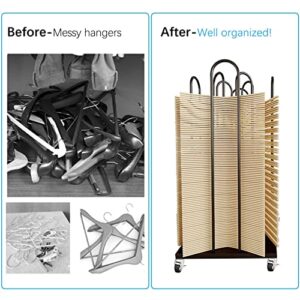 Hanger Organizer Stacker,Metal Rolling Clothes Hanger Organizer for Adult or Child Hangers，4 in 1Hanger Storage Rack with Swivel Caster Wheels，fo Home,Laundry Room,Clothing Store